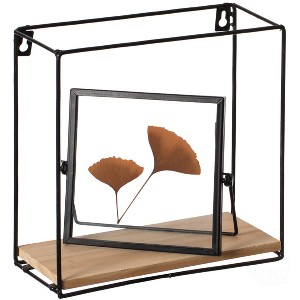 Vintiquewise Wooden Board with Metal Frame Wall Mount Floating Shelf for The Living Room, Dining Room, or Office - 1 of 4