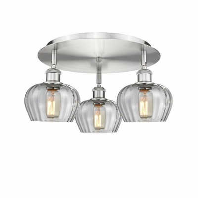 Fenton - 3 Light Flush Mount In Art Deco Style-8 Inches Tall and 18.25 Inches Wide