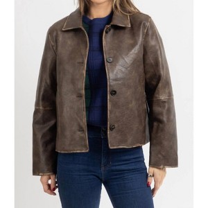Women's THE MURPH DISTRESSED FAUX LEATHER JACKET - MOD REF - 1 of 4