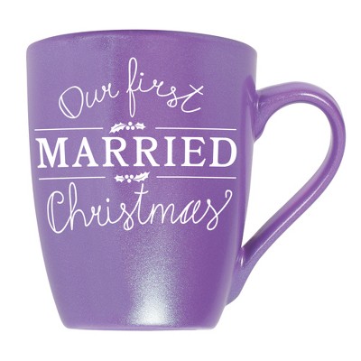 Elanze Designs Our First Married Christmas Passion Purple 10 ounce New Bone China Coffee Cup Mug