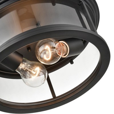 Powder Coat Black Glass Round Flush Mount Light