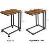 C Shaped TV Tray with Metal Frame Rolling Casters, Industrial Side Table for Living Room Bedroom - 3 of 4