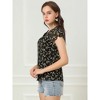Allegra K Women's Summer Floral Chiffon Tie V Neck Ruffled Short Sleeve Shirt - 4 of 4