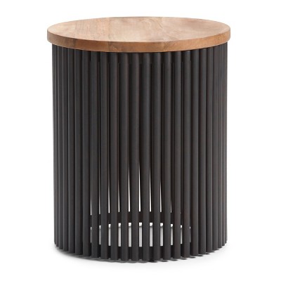 18" Karl Metal and Wood Accent Table Natural/Black - WyndenHall