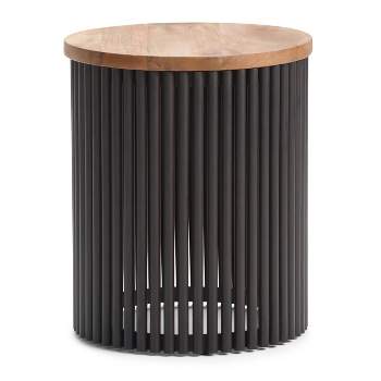 18" Karl Metal and Wood Accent Table Natural/Black - WyndenHall