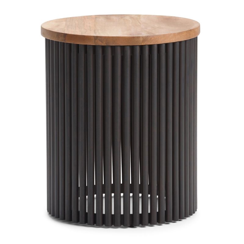 18&#34; Karl Metal and Wood Accent Table Natural/Black - WyndenHall, 1 of 11