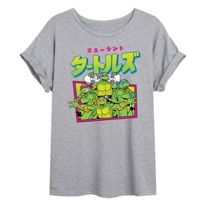 Women's - Teenage Mutant Ninja Turtles - Kanji Oversized Graphic T-Shirt - 1 of 4