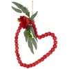 Northlight Wooden Beads with Rose Valentine's Day Heart Wall Decoration - 10.25" - Red - 3 of 4
