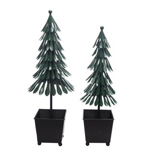 Transpac Metal 20 in. Multicolor Christmas Tree in Pot Set of 2 - 1 of 2