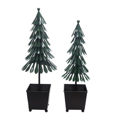 Transpac Metal 20 in. Multicolor Christmas Tree in Pot Set of 2 - image 1 of 2