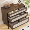 3 Drawer Wood Dresser - Rattan Chest of Drawers, Bedroom Storage, Nightstand for Living Room, Entryway, Hallway - 2 of 4