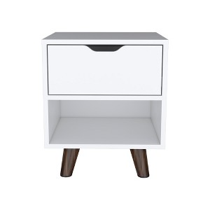 Gulches Nightstand with Generous Display Shelf & Roomy Drawer, Sturdy Wooden Legs for Bedroom - 1 of 4