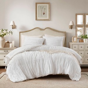Gulches King 3 Piece Microfiber French Country Comforter set,White - 1 of 4