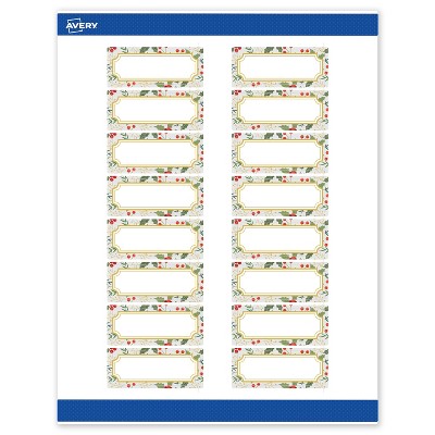 Avery Labels, 1" x 2-5/8", Gold-Blue Border Berries, Matte, 160ct