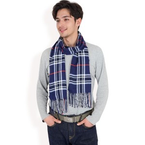 anna-Kaci Men's Classic Plaid Patterned Scarf with Fringed Edges Soft Lightweight Winter Accessory for Timeless Style - 1 of 4