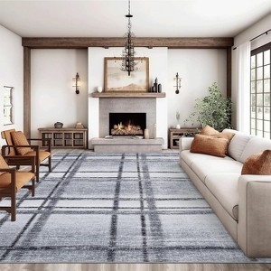 Modern Geometric Washable Area Rug with Non-Slip Rubber Backing, Soft Large Stain-Resistant Carpet for Living Room, Bedroom, Nursery - 1 of 4