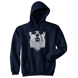 Polar Bear In Sunglasses Graphic Funny Cool Adult Pull Over Hoodie - Crazy Dog Hoodie - 1 of 4