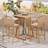 Acacia Wood Frame Rattan Woven Bar Stools,Outdoor Barstools with Cushions,Rustic Patio Bar Chairs for Garden or Deck-Coolbibila - 2 of 4