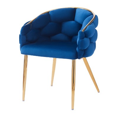 NicBex Velvet Accent Chair,Upholstered Living Room Chairs with Mid-Height Backrest and Gold Legs,Modern Armchair,Accent Chairs for Living Room