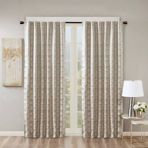 1pc 50"x95" Blackout Aurora Jacquard Curtain Panel Gray/Silver - SunSmart: Energy Efficient 95 Inch Curtain - 1 of 4