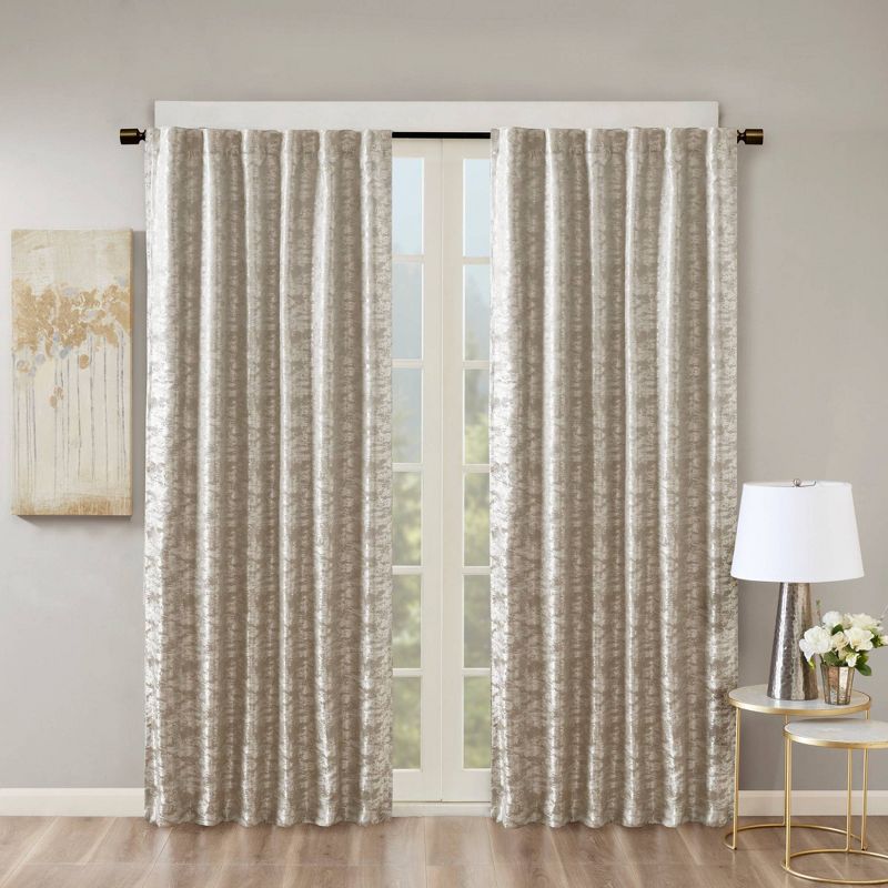 1pc 50&#34;x95&#34; Blackout Aurora Jacquard Curtain Panel Gray/Silver - SunSmart, 1 of 13