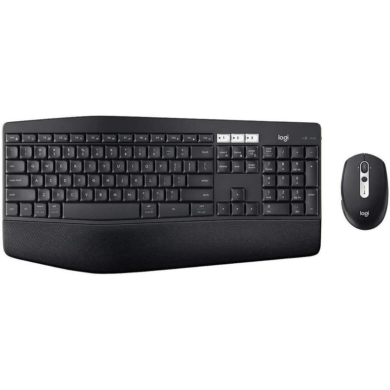 Logitech MK825 Wireless Keyboard/Mouse Combo, Full-Size Keyboard with XL Cushioned Palm Rest, Bluetooth Black, 1 of 6