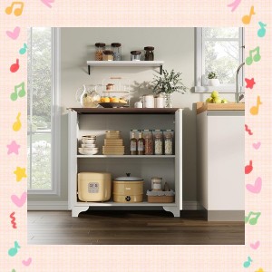 Garvee Modern Farmhouse Coffee Bar Cabinet – Kitchen Storage Cabinet with Fluted Doors, Sideboard Buffet with Adjustable Shelves - 1 of 4