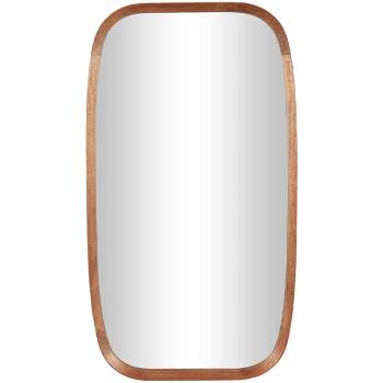 40"x22" Wooden Simplistic Wall Mirror with Rounded Edges Brown - Olivia & May