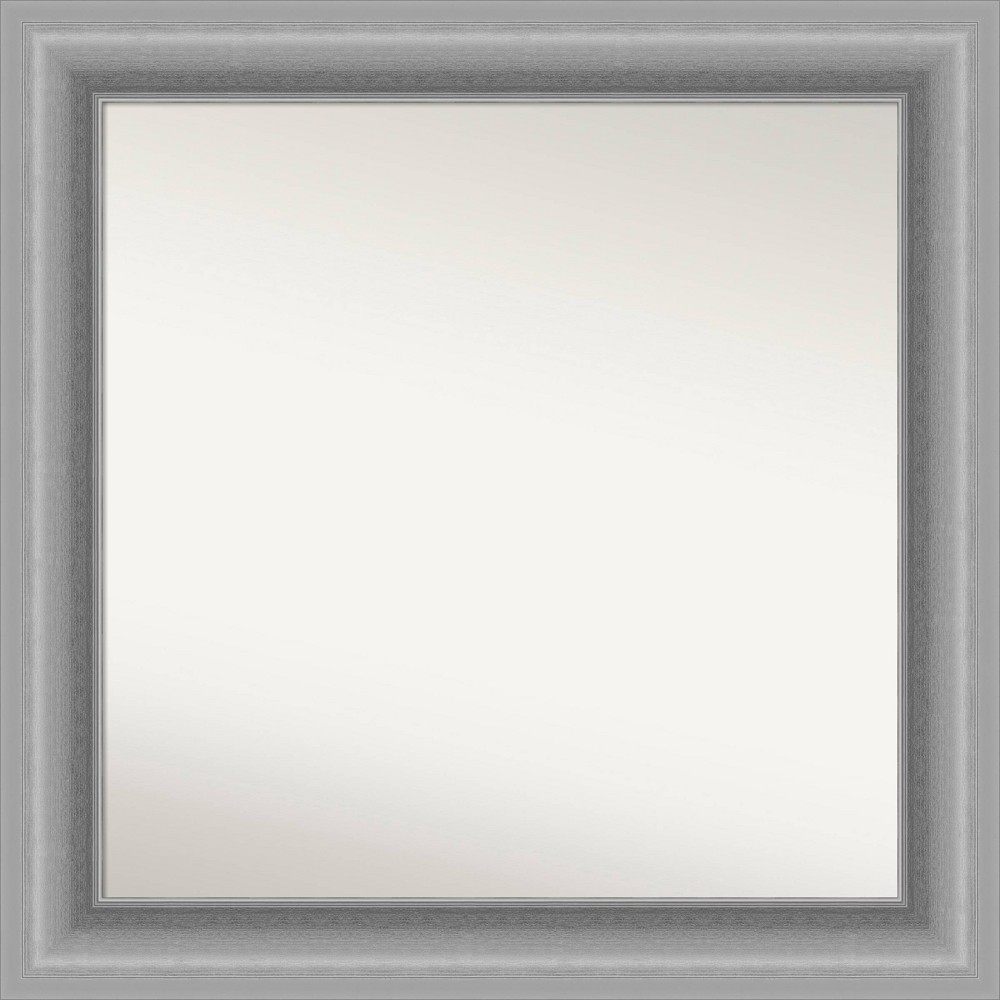 Photos - Wardrobe 32" x 32" Non-Beveled Peak Polished Nickel Bathroom Wall Mirror - Amanti Art: Modern Square Vanity, Includes Mount Hardware