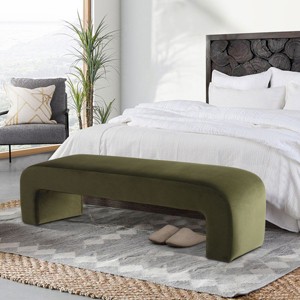 60"End Of Bed Bench King Size,Velvet Bedroom Bench Seat Waterfall Bench,Breakfast Nook Bench,Window Bench In The Living Room,Bedroom-Cuddlewood - 1 of 4
