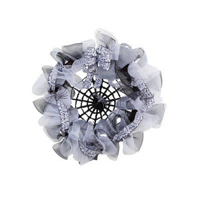 Nearly Natural 26” Halloween Spider Web Mesh Wreath