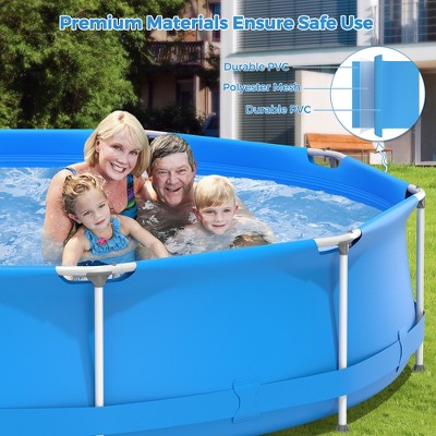 Costway 12ft Round Blue PVC and Iron Frame Above Ground Swimming Pool