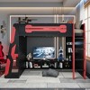 Polibi Full Size Gaming Loft Bed with Built-In Desk, RGB Light, Multi-Tier Shelving & Charging Station - 2 of 4