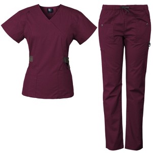 Medgear 12-Pocket Women's Scrub Set with Silver Snap Detail & Contrast Trim - 1 of 4