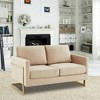 LeisureMod Lincoln Mid-Century Modern Upholstered Velvet Loveseat with Gold Frame - 2 of 4