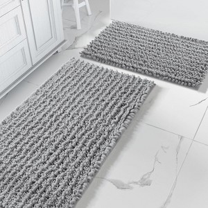 Home Mart Goods Large 2 Piece Set Light Grey Soft Cozy Plush Chenille Bath Mat Bathroom Rug - 1 of 4