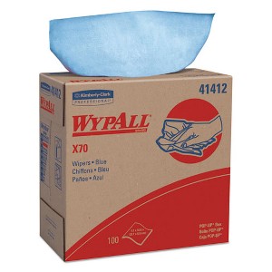 WypAll X70 Cloths, POP-UP Box, 9.13 x 16.8, Blue, 100 / Box, 10 Boxes / Carton - 1 of 3