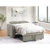 Vynxaria Convertible Sleeper Loveseat  USB Port (Left Arm), Magazine Pockets, 2 Throw Pillows, Full Foam Seating, 72.5"x43.5" - 3 of 4