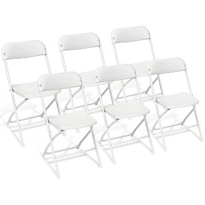 SUGIFT 6 Pack Plastic Folding Chair Outdoor Indoor White Folding Chairs, 350lbs Capacity - 1 of 4