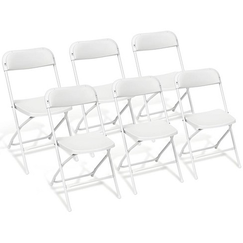 Sugift 6 Pack Plastic Folding Chair Outdoor Indoor White Folding Chairs ...