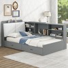 ALEXOUN Twin Size Bed Frame with Upholstered Storage Headboard,Wood Daybed with Bookshelf,Rotatable Table Board for Girls Teens - 4 of 4
