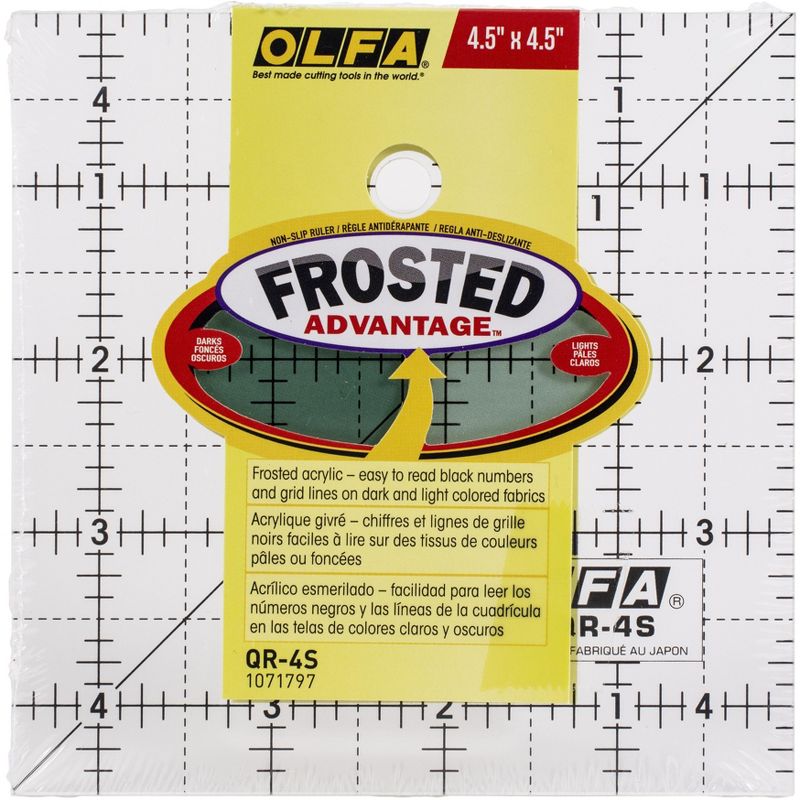 OLFA Frosted Advantage Non-Slip Ruler "The Charm"-4-1/2"X4-1/2", 1 of 5