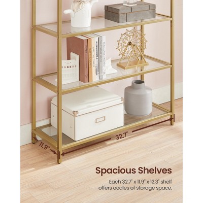 Gold Arched 5-Tier Bookcase with Glass Shelves