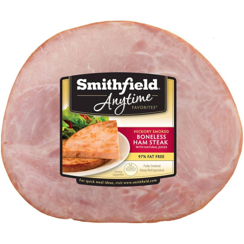 Smithfield Anytime Favorites Hickory Smoked Boneless Ham Steak - 8oz, 1 of 4