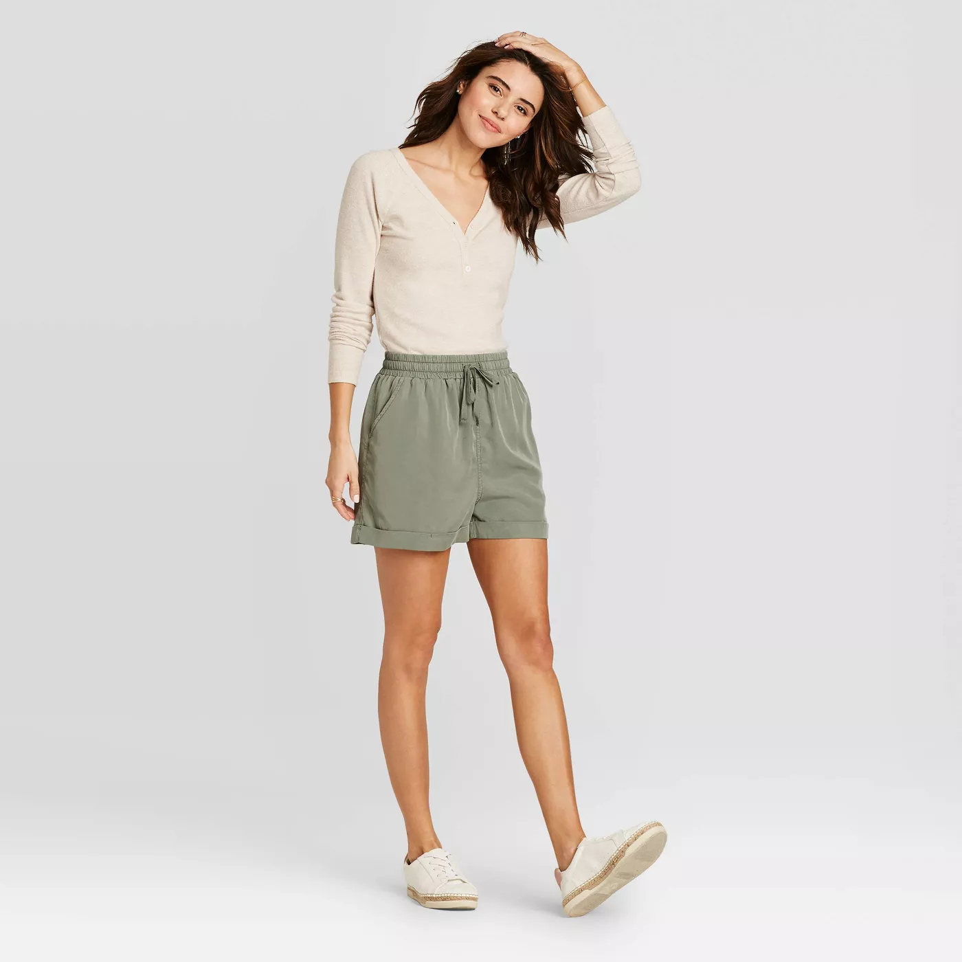 Women's Mid-Rise Tie Front Utility Shorts - Universal Thread™ - image 3 of 10