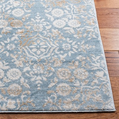 Denim Blue and Ivory Geometric Hand-knotted Area Rug