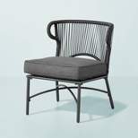 Wicker Weave Outdoor Cushioned Accent Chair - Dark Gray - Hearth & Hand™ with Magnolia