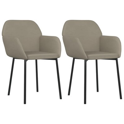 vidaXL Dining Chairs, 2 Pcs, Light Gray Velvet