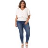 Agnes Orinda Women's Plus Size Smocked Waist V Neck Button Up Short Sleeve Shirred Blouses - 3 of 4