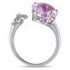 EVERLY JEWELRY | Sterling Silver 6 1/4 CT TGW Pink Topaz and Diamond Flower Open Cuff Ring - 3 of 4
